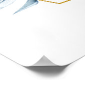 青と金ゴールド幾何学的ユーカリ結婚の歓迎 ポスター (角)