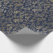 青と金ゴールド抽象芸術の葉アールデコパターン  ラッピングペーパー (角)