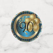 青と金ゴールド抽象芸術ハッピー00誕生日 コンフェッティ (スモール正面)