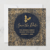 青と金ゴールド日付の保存ビジネスホリデーイベント