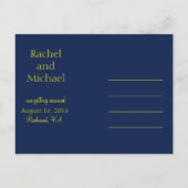 青と金ゴールド日付の保存 案内ポストカード (裏面)