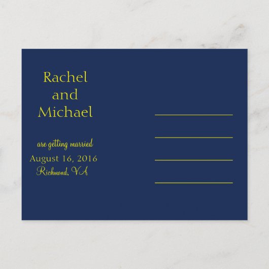 青と金ゴールド日付の保存 案内ポストカード (裏面)