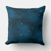 青と金ゴールド星空の夜 クッション (正面)