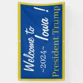 青と金ゴールド歓迎アイオワ大統領閣下！バナー 横断幕 (縦)