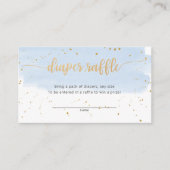 青と金ゴールド水彩少年おむつラッフルチケット エンクロージャーカード (正面)