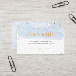 青と金ゴールド水彩少年おむつラッフルチケット 名刺