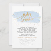 青と金ゴールド水彩少年ベビー散布 招待状 (正面)