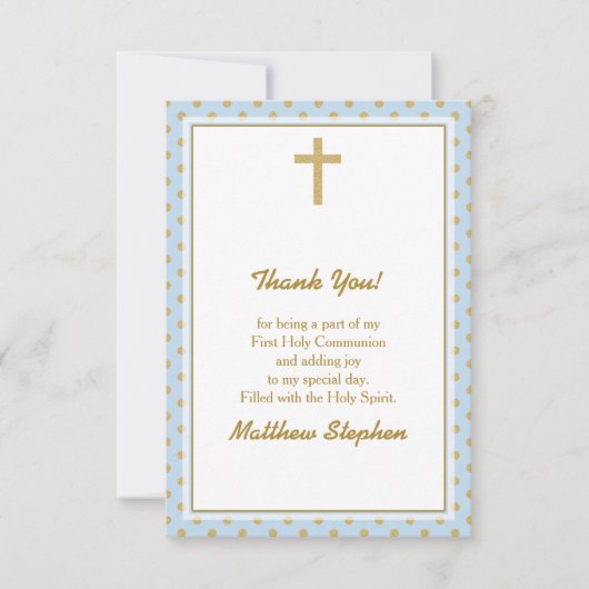 青と金ゴールド水玉模様 招待状 (正面)