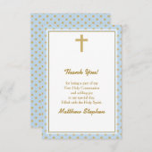 青と金ゴールド水玉模様 招待状 (正面/裏面)