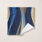 青と金ゴールド波 バスタオルセット (ウォッシュタオル)