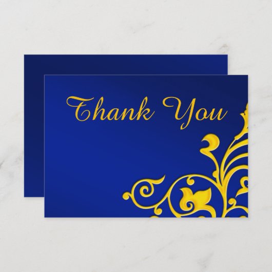 青と金ゴールド王室のありがとう サンキューカード (正面/裏面)