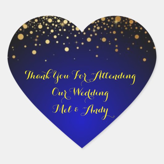 青と金ゴールド王室ののカスタマイズ可能な結婚式用シール ハートシール (正面)