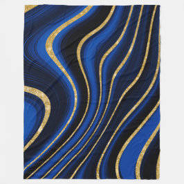 青と金ゴールド王室のの大理石の毛布 フリースブランケット