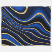 青と金ゴールド王室のの大理石の毛布 フリースブランケット (正面(横))
