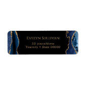 青と金ゴールド瑪瑙の差出人住所ラベル ラベル (正面)