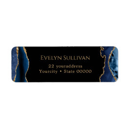 青と金ゴールド瑪瑙の差出人住所ラベル ラベル