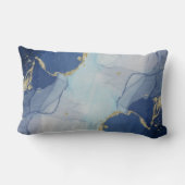 青と金ゴールド瑪瑙抽象芸術 ランバークッション (裏面)
