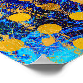 青と金ゴールド素朴水玉模様大理石グランジ ポスター (角)