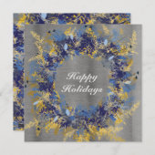 青と金ゴールド絵を描リース シーズンカード (正面/裏面)