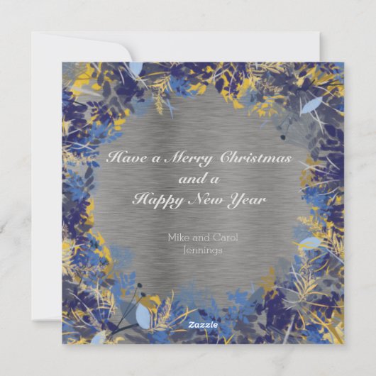 青と金ゴールド絵を描リース シーズンカード (裏面)