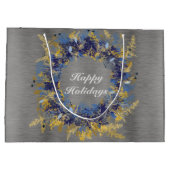 青と金ゴールド絵を描リース ラージペーパーバッグ (裏面)