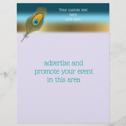 青と金ゴールド縁どと孔雀の羽 チラシ (正面)