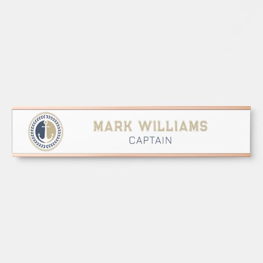 青と金ゴールド航海ののいかり サインプレート (正面)