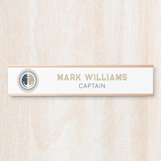 青と金ゴールド航海ののいかり サインプレート (正面)