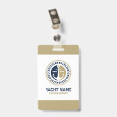 青と金ゴールド航海ののいかり バッジ (裏面 （クリップ付）)