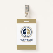 青と金ゴールド航海ののいかり バッジ (正面クリップ)