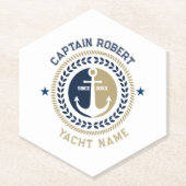 青と金ゴールド航海ののいかり ペーパーコースター (正面)