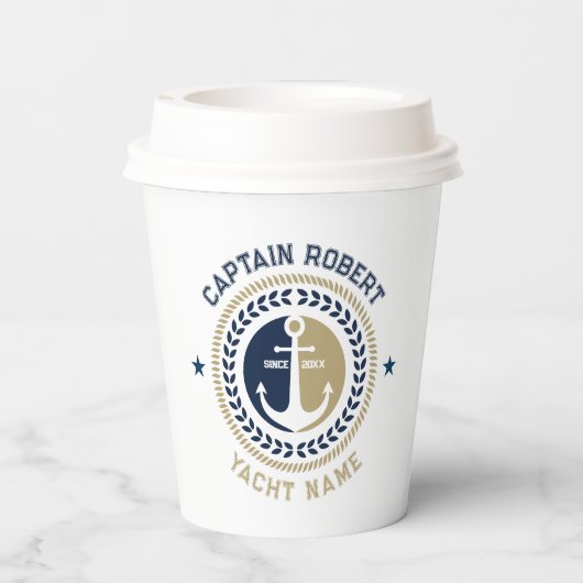 青と金ゴールド航海ののいかり 紙コップ (裏面)