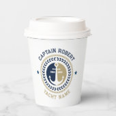 青と金ゴールド航海ののいかり 紙コップ (正面)