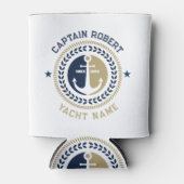 青と金ゴールド航海ののいかり 缶クーラー (正面)