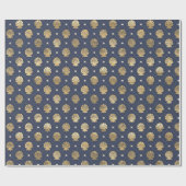 青と金ゴールド航海ののパターン ラッピングペーパー (フラット)