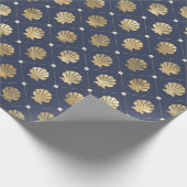 青と金ゴールド航海ののパターン ラッピングペーパー (角)