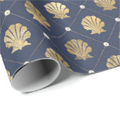 青と金ゴールド航海ののパターン ラッピングペーパー (ロールコーナー)