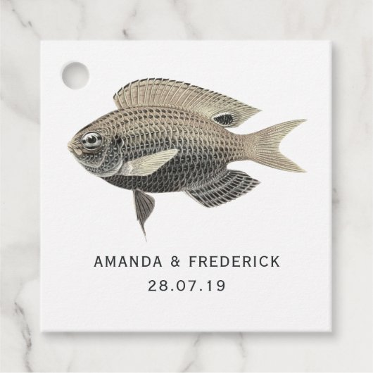 青と金ゴールド航海のの結婚ヴィンテージ フェイバータグ (正面)