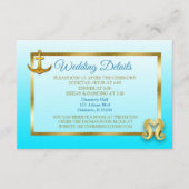 青と金ゴールド航海のの結婚詳細カード エンクロージャーカード (正面)