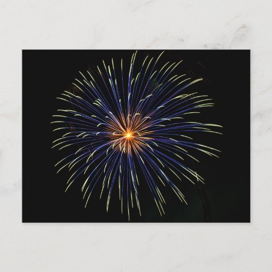 青と金ゴールド花火 ポストカード (正面)