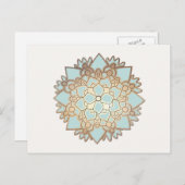 青と金ゴールド蓮の花はがき ポストカード (正面/裏面)