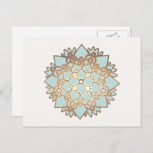 青と金ゴールド蓮の花はがき ポストカード (正面/裏面)