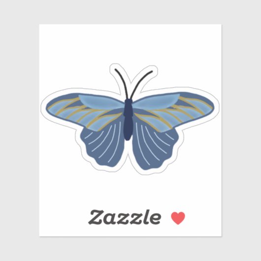 青と金ゴールド蝶 シール (シート)