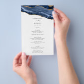 青と金ゴールド重い縁ど紙メニュー チラシ (ハンドル)