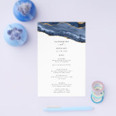 青と金ゴールド重い縁ど紙メニュー チラシ (シングル)