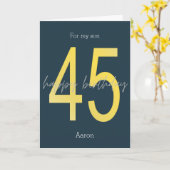 青と金ゴールド45番目の誕生日カード カード (黄色い花)