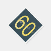 青と金ゴールド60誕生日 スタンダードカクテルナプキン (角)