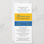 青と金ゴールド9写真の卒業発表 招待状 (裏面)