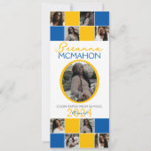 青と金ゴールド9写真の卒業発表 招待状 (正面)