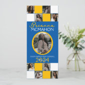 青と金ゴールド9写真の卒業発表 招待状 (スタンド正面)